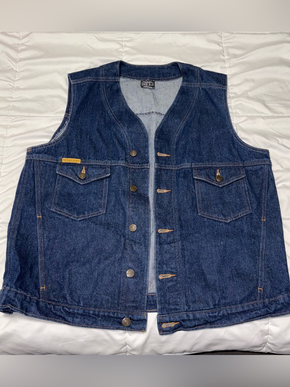 Vintage Prison Blu Men's Made In USA denim Jean Vest XL